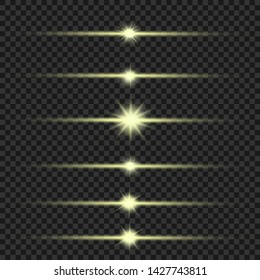 Glow special light effect, flare, star and spark Isolated. Golden Vector light