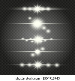 Glow special light effect, flare, star and spark Isolated. Golden Vector light