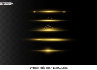 Glow special light effect, flare, star and spark Isolated. Golden Vector light