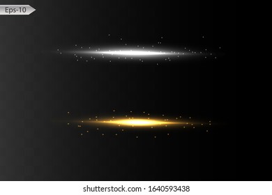 Glow special light effect, flare, star and spark Isolated. Golden Vector light