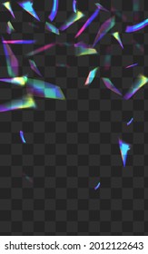 Glow Spectrum Vector Transparent Background. Color Kaleidoscope Realistic Border. Holographic Glints Falling Brochure. Hologram Glint Refraction Branch.