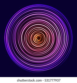 Glow spin neon circles abstract background. Vector illustration