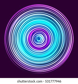 Glow spin neon circles abstract background. Vector illustration