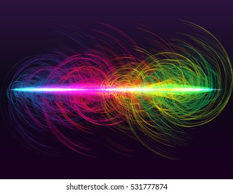 Glow spin neon circles. Rainbow colors abstract background. Vector illustration