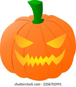 Glow spooky pumpkin halloween. Glow cauldron pumpkin. Glow spooky pumpkin for logo, icon, symbol, halloween, design or trick or treat