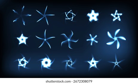 Glow Star Colorful Abstract Vector Object set blue
