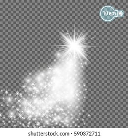 The glow of starlight effect bursts with sparkles isolated on a transparent background. Space glow motives. Christmas celestial wonders. Vector illustration .