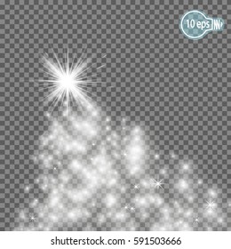 The glow of starlight effect bursts with sparkles isolated on a transparent background. Space glow motives. Christmas celestial wonders. Vector illustration