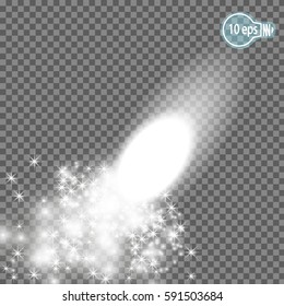 The glow of starlight effect bursts with sparkles isolated on a transparent background. Space glow motives. Christmas celestial wonders. Vector illustration