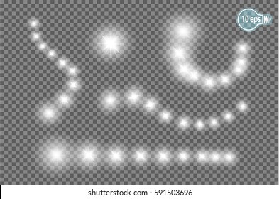 The glow of starlight effect bursts with sparkles isolated on a transparent background. Space glow motives. Christmas celestial wonders. Vector illustration