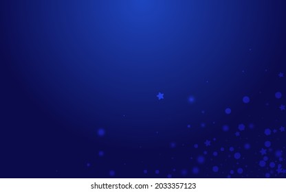 Glow Stars Vector Blue Background. White Winter Dots Banner. Xmas Confetti Illustration. Festive Flake Pattern.
