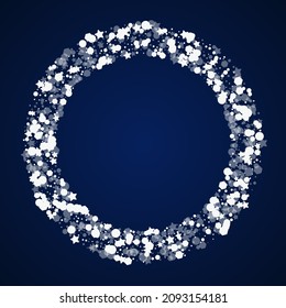 Glow Stars Vector Blue Background. Silver Winter Flake Wallpaper. Festive Dots Texture. Subtle Snow Design.