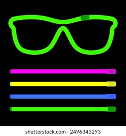 Glow sticks for party vector cartoon illustration isolated on a white background.