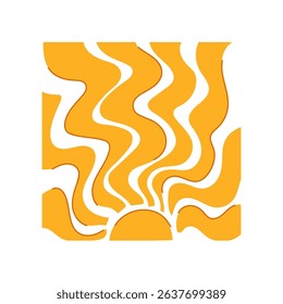 glow sun groovy cartoon. heat golden, luminous cheerful, dazzling ny glow sun groovy sign. isolated symbol vector illustration