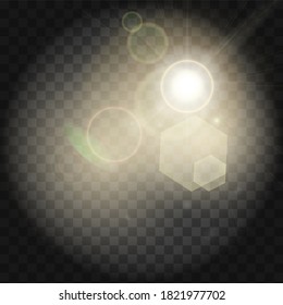 Luz solar brillante o fondo de ráfaga de sol vectorial