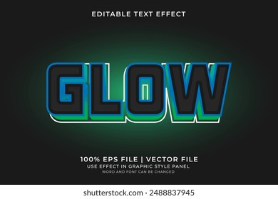 Glow text effect editable vector