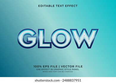 Glow text effect editable vector