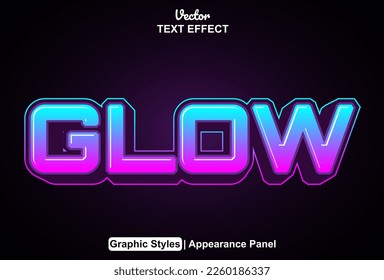 glow text effect with graphic style and editable.