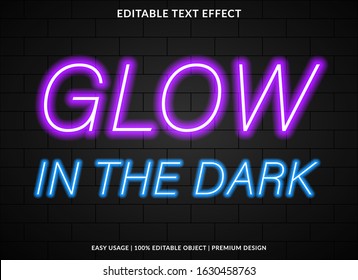 glow  text effect template with glowing type style and bright neon concept use for brand label and logotype 