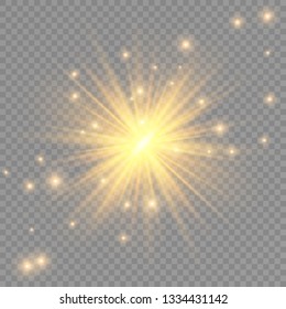 Glow transparent vector light effect set, explosion, glitter, spark, sun flash.