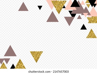 Glow Triangle Vector Transparent Background. Glitter Mosaic Anniversary Pattern. Memphis Modern Shape Print. Rose Art Illustration.