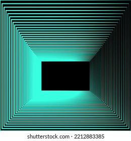 glow tunnel background.Luminous square frame.glowing frame background.square tunnel pattern Black and Green.Fluorescent square neon tunnel vector.geometric square frame.Frame dimension from center.