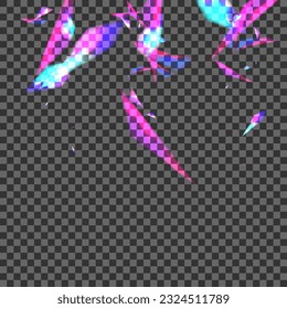 Glow Twinkle Background Transparent Vector. Particle Decoration Template. Multicolored Xmas Wallpaper. Pink Layer. Spot Realistic Illustration.