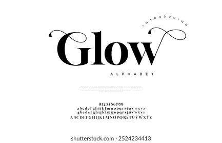 Brilho tipografia beleza moda elegante minimalista serif italic fontes decorativo casamento vintage retro logos. Logotipo de fonte de luxo mínimo alfabeto. Ilustração vetorial