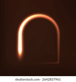 Glow Warm Light arch frame Isolated in deep brown background