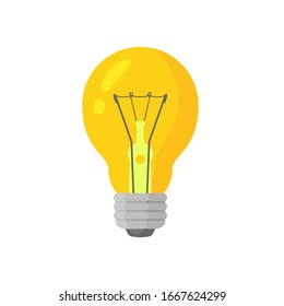 Glow warm light lamp bulb vector colorful icon, isolated on white background