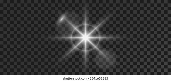 Glow white effect. Star light sparkles on a background. Vector illustration. The sun