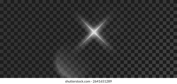 Glow white effect. Star light sparkles on a background. Vector illustration. The sun