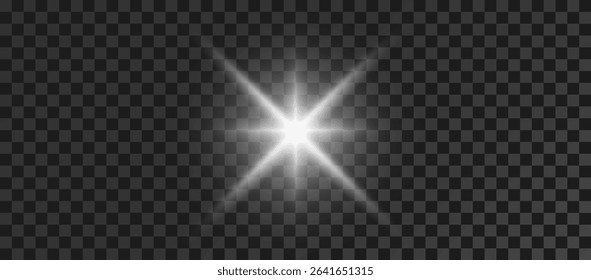 Glow white effect. Star light sparkles on a background. Vector illustration. The sun