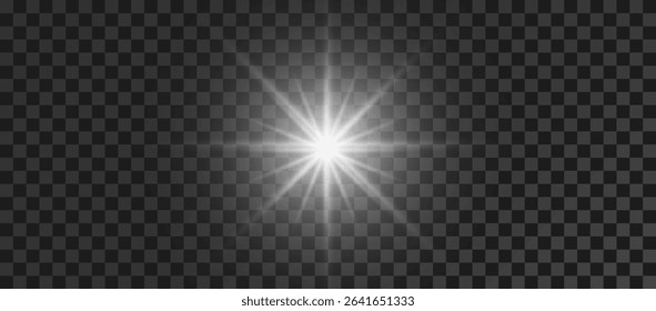 Glow white effect. Star light sparkles on a background. Vector illustration. The sun