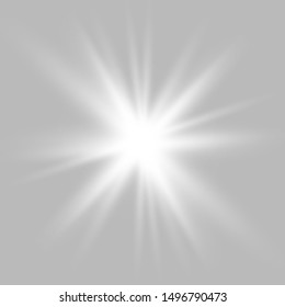 Glow white light effect set, lens flare, explosion, glitter, line, sun flash, spark and stars. Abstract special effect element design.