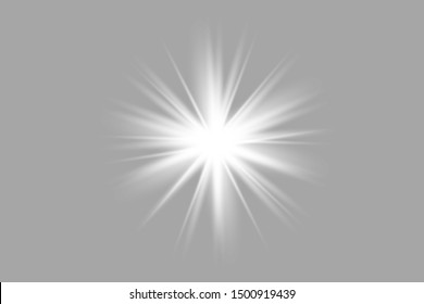 Glow White Light Effect Set, Lens Flare, Explosion, Glitter, Line, Sun Flash, Spark And Stars. Abstract Special Effect Element Design.