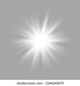 Glow white light effect set, lens flare, explosion, glitter, line, sun flash, spark and stars. Abstract special effect element design.