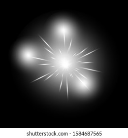 Glow white light effect set, lens flare, explosion, glitter, line, sun flash, spark and stars. Abstract special effect element design.
