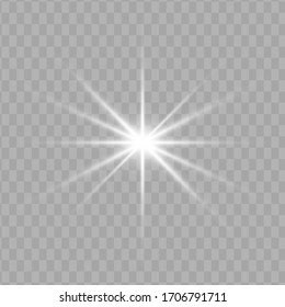 Efecto luminoso blanco brillante, lente inflamada, explosión, brillo, línea, luz solar, chispa y estrellas. Diseño abstracto de elementos de efecto especial.