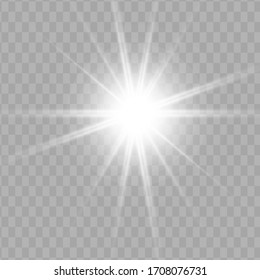 Efecto luminoso blanco brillante, lente inflamada, explosión, brillo, línea, luz solar, chispa y estrellas. Diseño abstracto de elementos de efecto especial.