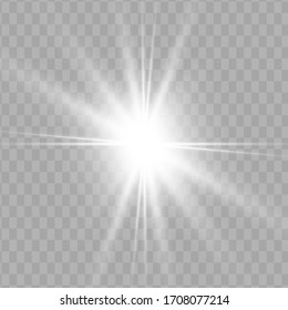 Efecto luminoso blanco brillante, lente inflamada, explosión, brillo, línea, luz solar, chispa y estrellas. Diseño abstracto de elementos de efecto especial.
