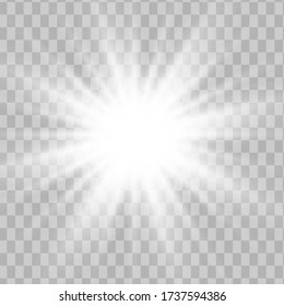 Glow white light effect set, lens flare, explosion, glitter, line, sun flash, spark and stars. Abstract special effect element design.