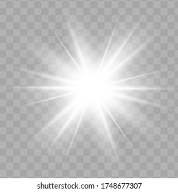 Glow white light effect set, lens flare, explosion, glitter, line, sun flash, spark and stars. Abstract special effect element design.