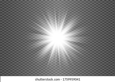 Weißer Lichteffekt-Set, Objektivfackel, Explosion, Glitter, Linie, Sonnenblitz, Funken und Sterne. Abstraktes Design von Spezialeffekten.
