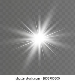 Glow white light effect set, lens flare, explosion, glitter, line, sun flash, spark and stars. Abstract special effect element design.