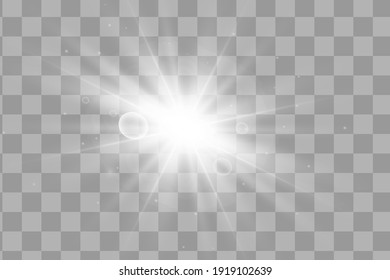 Glow white light effect set, lens flare, explosion, glitter, line, sun flash, spark and stars. Abstract special effect element design.
