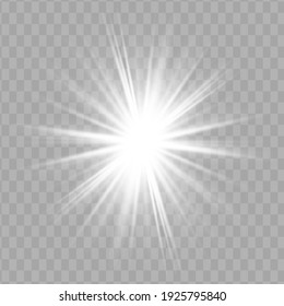 Glow white light effect set, lens flare, explosion, glitter, line, sun flash, spark and stars. Abstract special effect element design.