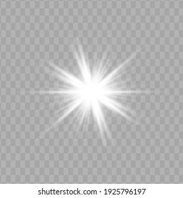 Glow white light effect set, lens flare, explosion, glitter, line, sun flash, spark and stars. Abstract special effect element design.