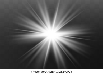 Glow white light effect set, lens flare, explosion, glitter, line, sun flash, spark and stars. Abstract special effect element design.