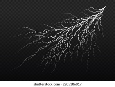 Glow white sparkle explosion. Light effect and lighting. Symbol of natural strength or magic, abstract electricity and explosion. Thunder storm realistic lightning. Sparks electrical and stars. Vector
